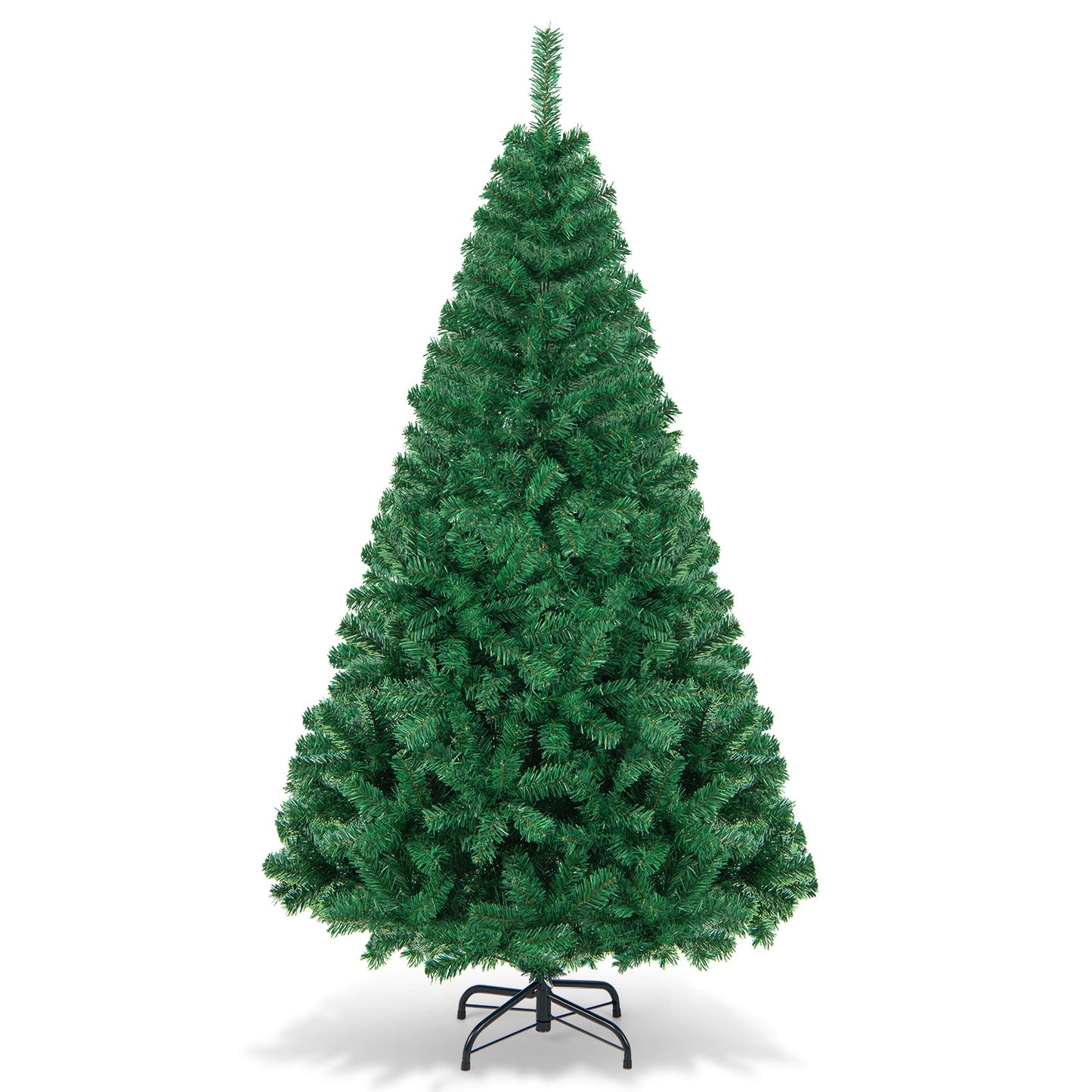 Topbuy 5/6/7/8ft Artificial Christmas Pine Tree Hinged PVC Branches with Solid Metal Legs (Green)