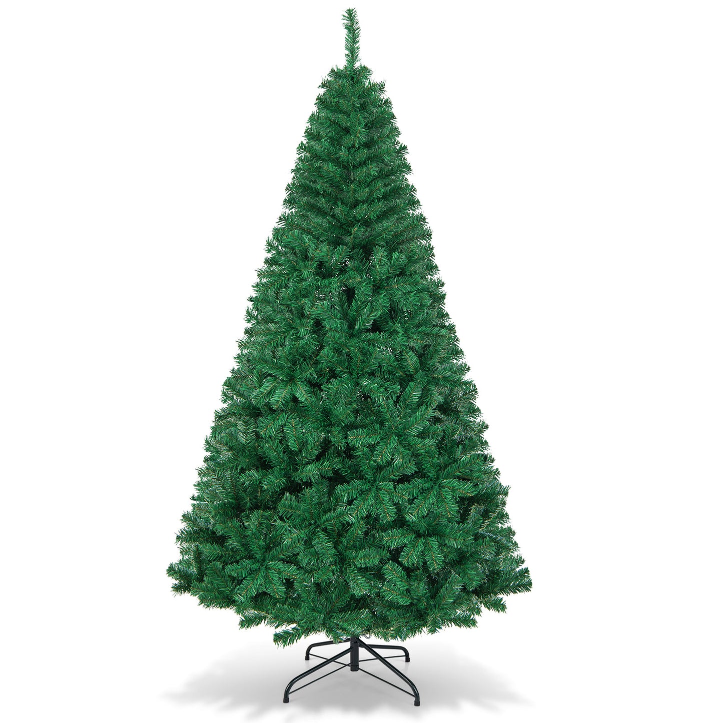 Topbuy 5/6/7/8ft Artificial Christmas Pine Tree Hinged PVC Branches with Solid Metal Legs (Green)