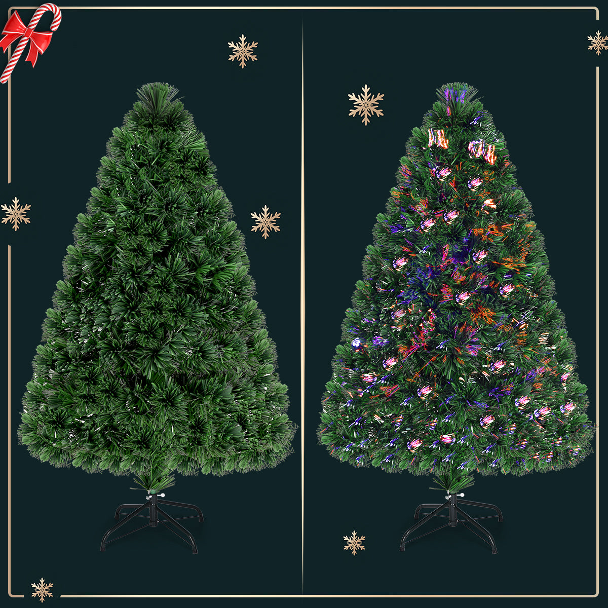 Topbuy 4FT Fiber Optic Artificial PVC Christmas Tree w/ Met