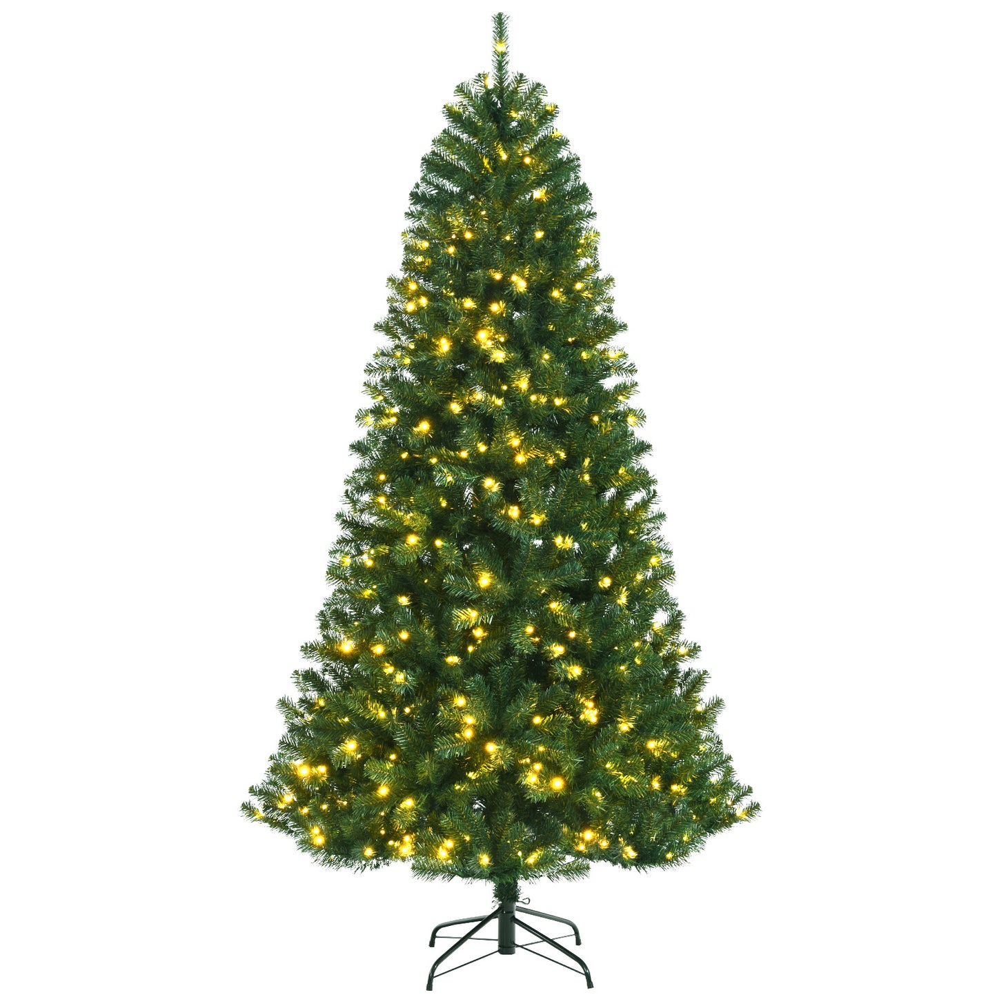 Topbuy 6/7/8FT Pre-lit Christmas Tree Artificial Hinged Xmas Tree w/ Remote-controlled Color-changing LED Lights & PVC Tips