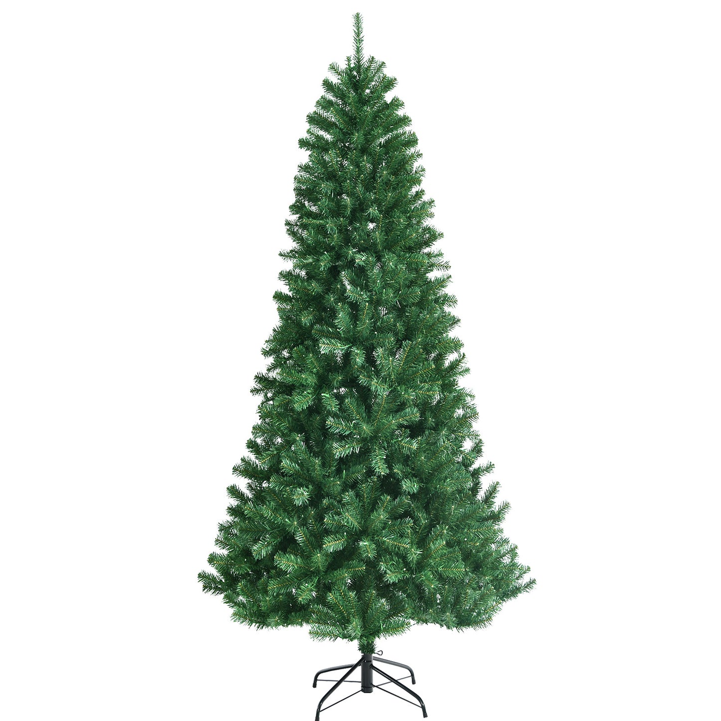 Topbuy 6/7/8FT Pre-lit Christmas Tree Artificial Hinged Xmas Tree w/ Remote-controlled Color-changing LED Lights & PVC Tips