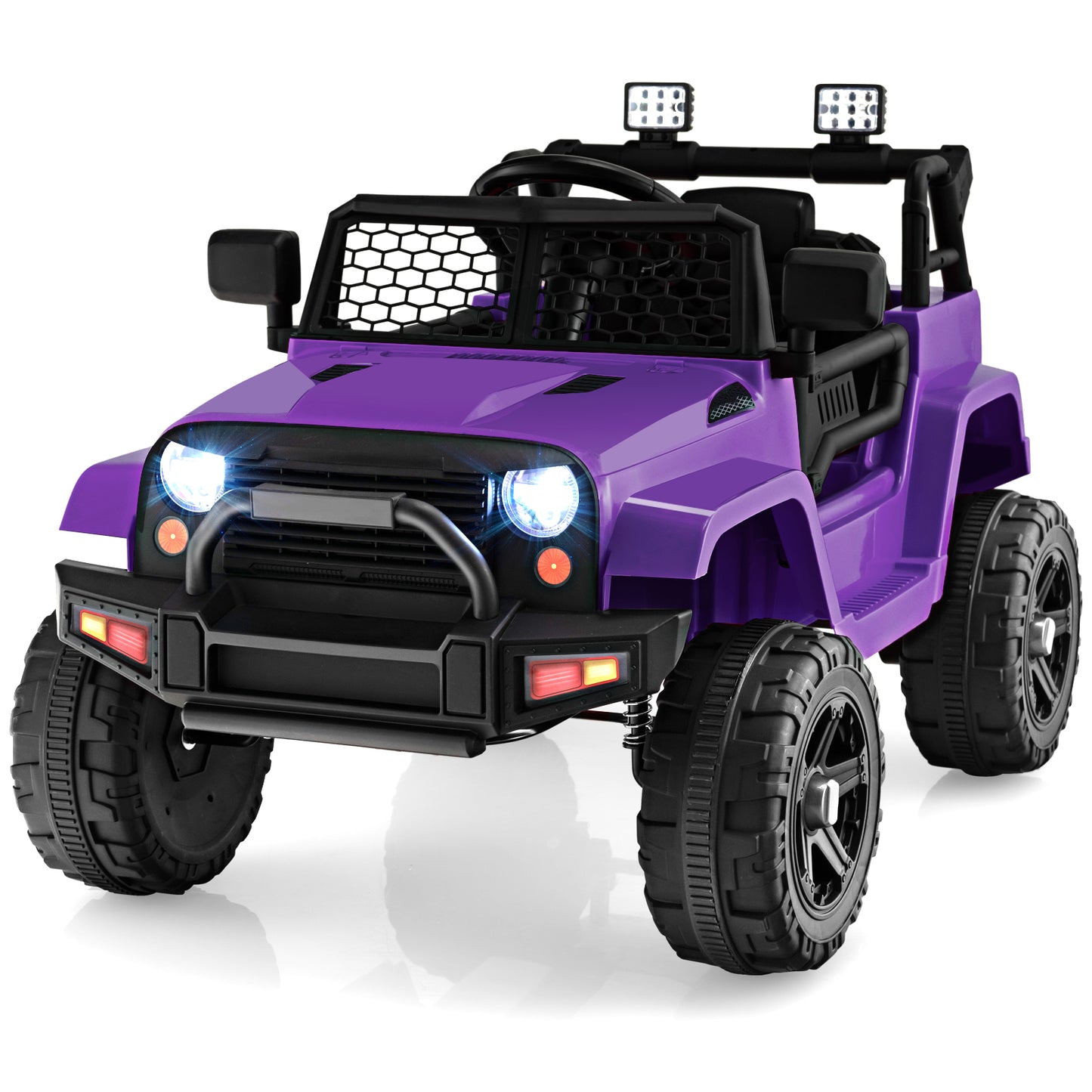 Topbuy 12V Kids Ride On Car Electric Vehicle Jeep with Parental Remote Music Horn Headlights Slow Start Function