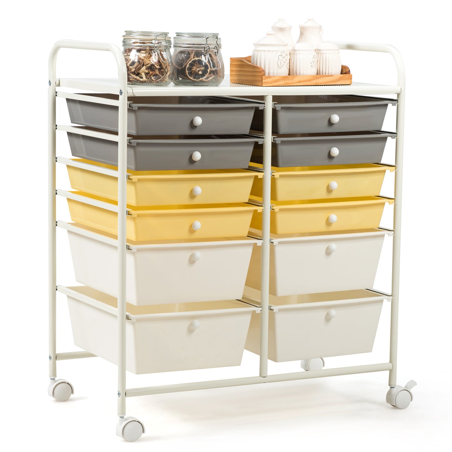 Topbuy 12-Drawers Rolling Storage Cart with Organizer Top