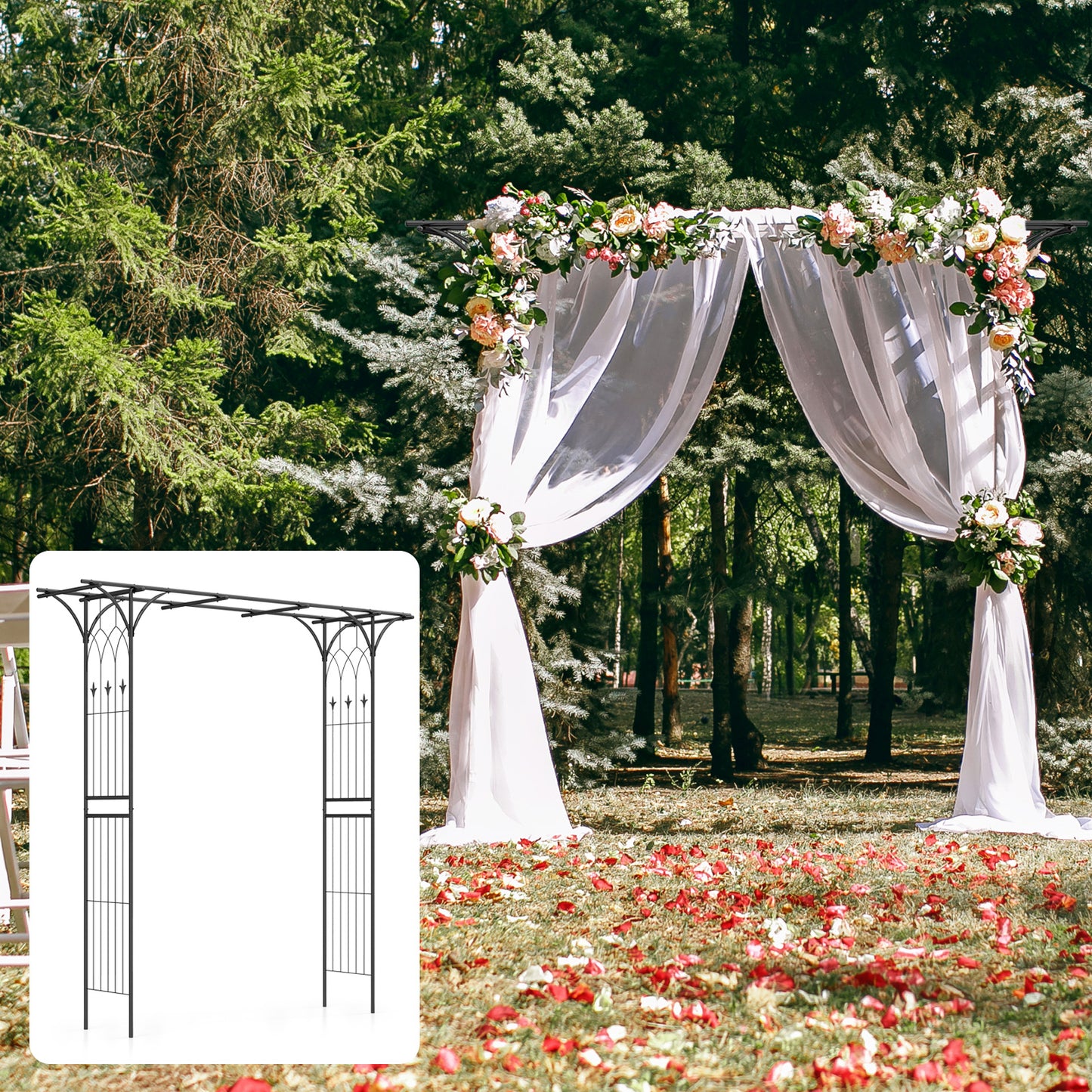 Topbuy 81" Metal Garden Arbor Garden Arch Trellis Pergola Archway for Various Climbing Plant