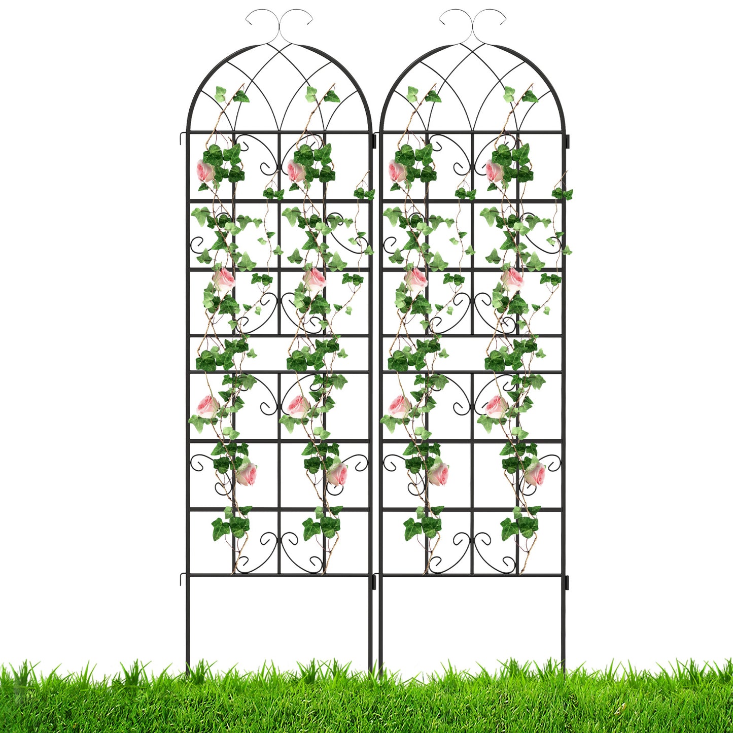 Topbuy Metal Garden Trellis for Climbing Plants 2 Pack Fence Trellis Panels 71" Tall Retro Style Cucumber Trellis