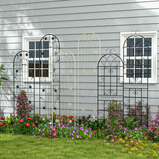 Topbuy 2 Pack Metal Garden Trellis, 87" x 20" Wire Lattice Panel for Climbing Plants Vegetables Roses Cucumbers White