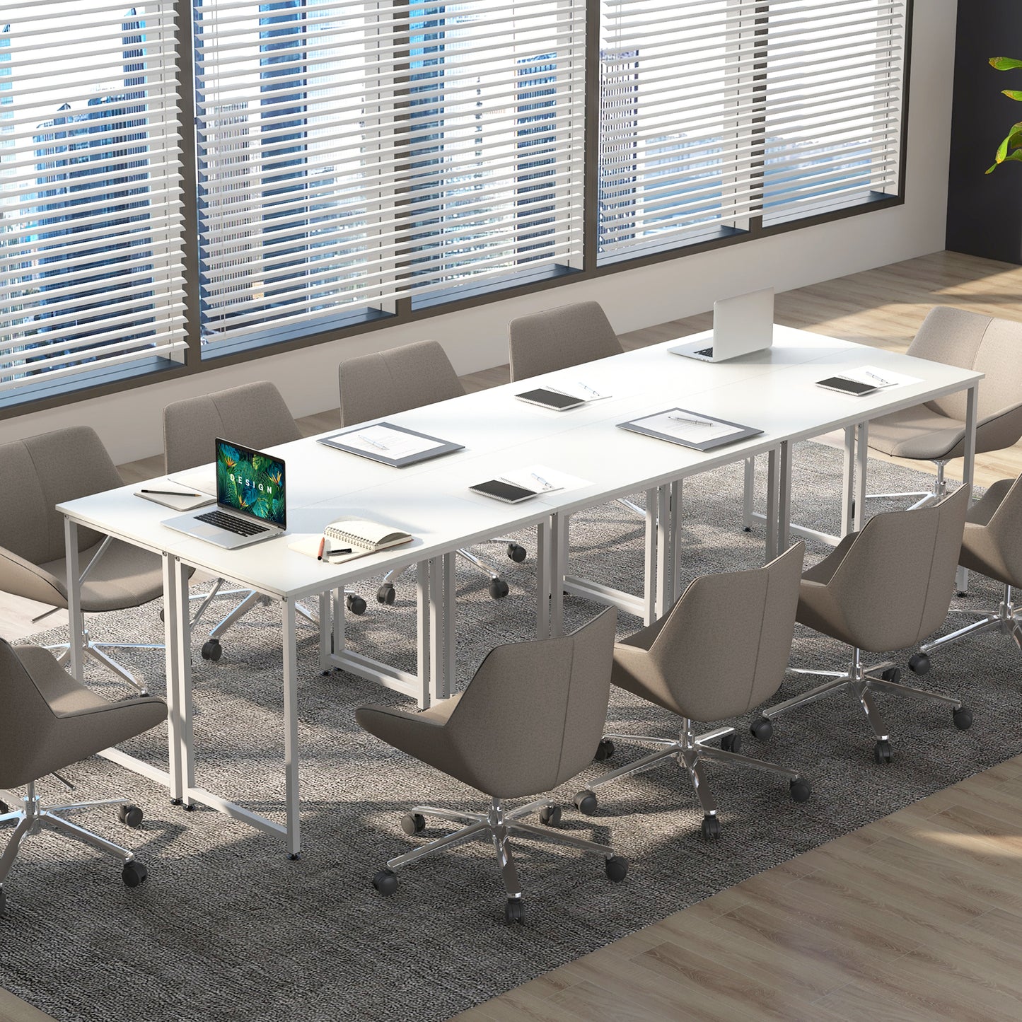 Topbuy Set of 6 Conference Tables Rectangular Meeting Room Table Seminar Table for School or College Boardroom Desk