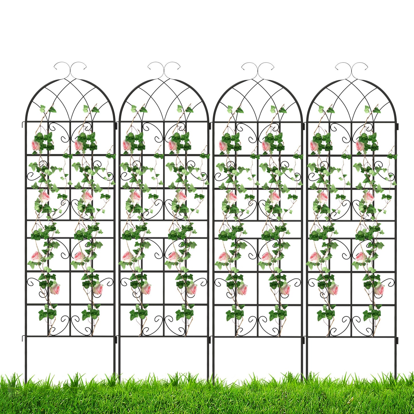 Topbuy Metal Garden Trellis for Climbing Plants 4/6 Pack Fence Trellis Panels 71" Tall Retro Style Cucumber Trellis