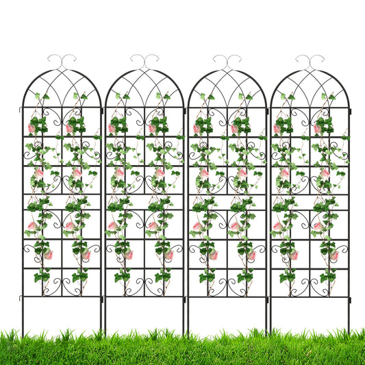 Topbuy Metal Garden Trellis for Climbing Plants 4/6 Pack Fence Trellis Panels 71" Tall Retro Style Cucumber Trellis