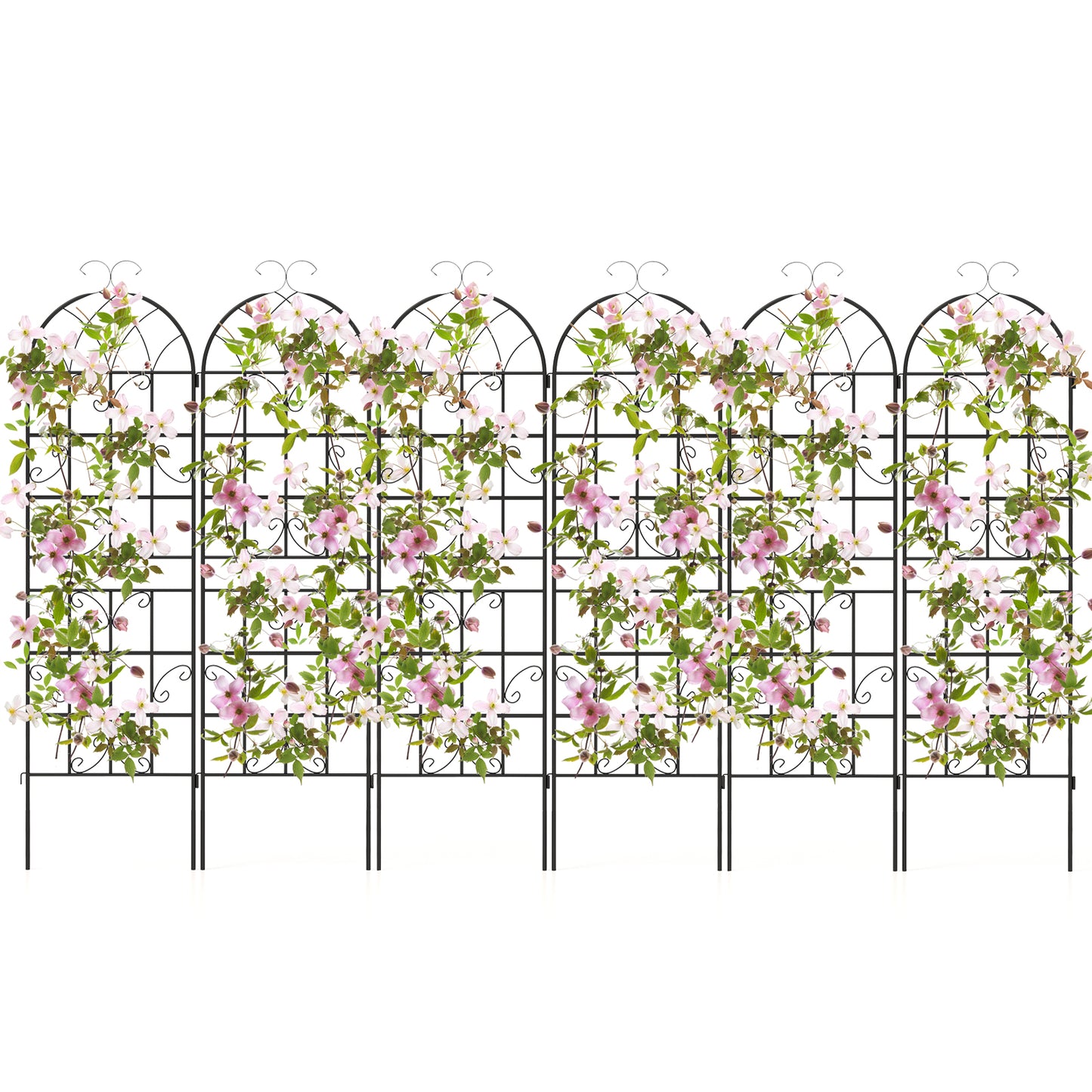 Topbuy Metal Garden Trellis for Climbing Plants 6 Pack Fence Trellis Panels 71" Tall Retro Style Cucumber Trellis