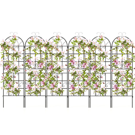 Topbuy Metal Garden Trellis for Climbing Plants 6 Pack Fence Trellis Panels 71" Tall Retro Style Cucumber Trellis