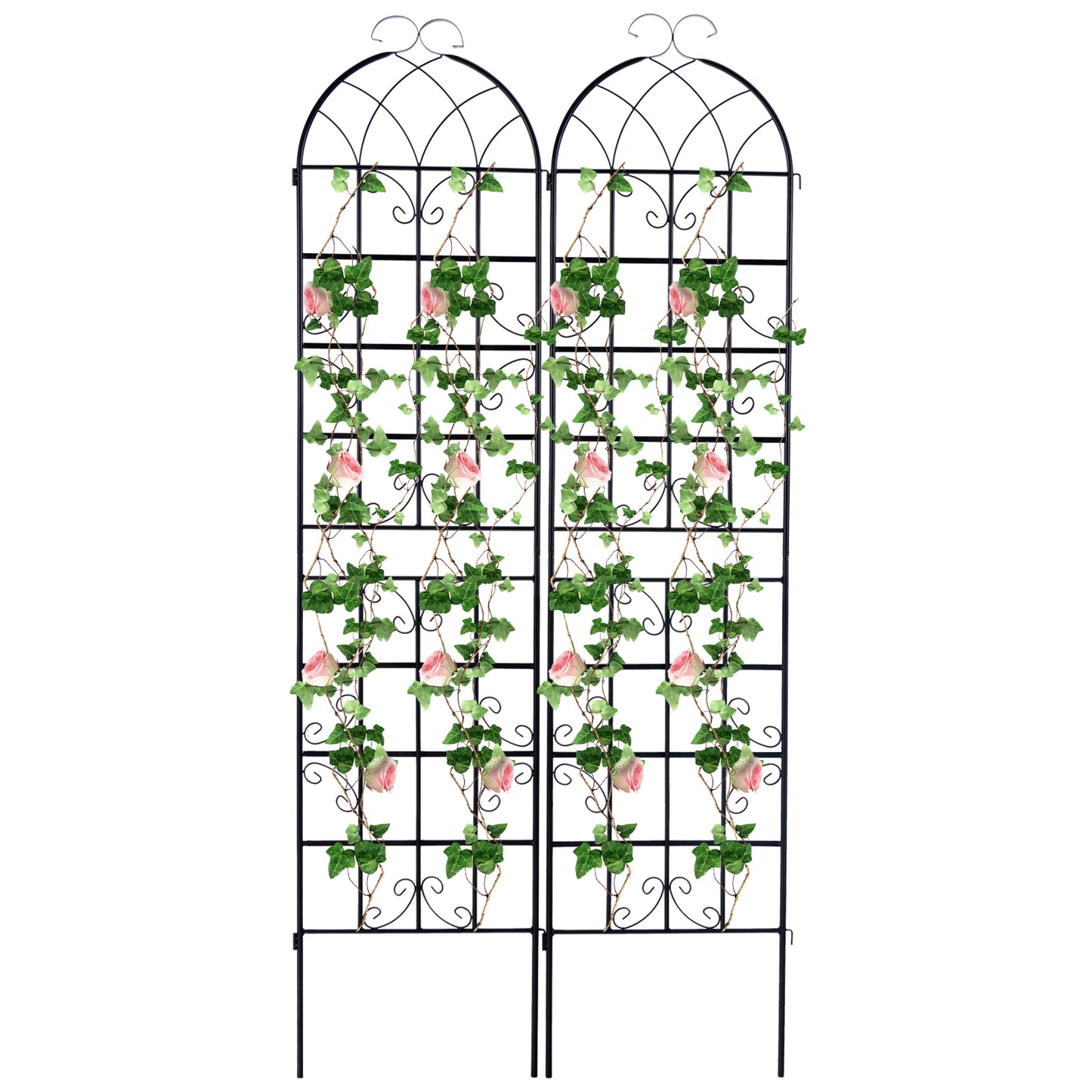 Topbuy Metal Garden Trellis for Climbing Plants 2 Pack Fence Trellis Panels 87" Tall Retro Style Cucumber Trellis