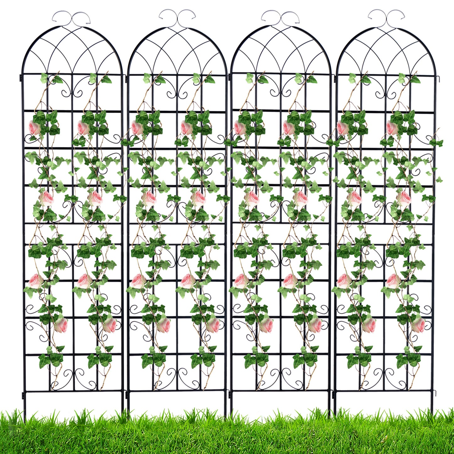 Topbuy Metal Garden Trellis for Climbing Plants 4 Pack Fence Trellis Panels 87" Tall Retro Style Cucumber Trellis