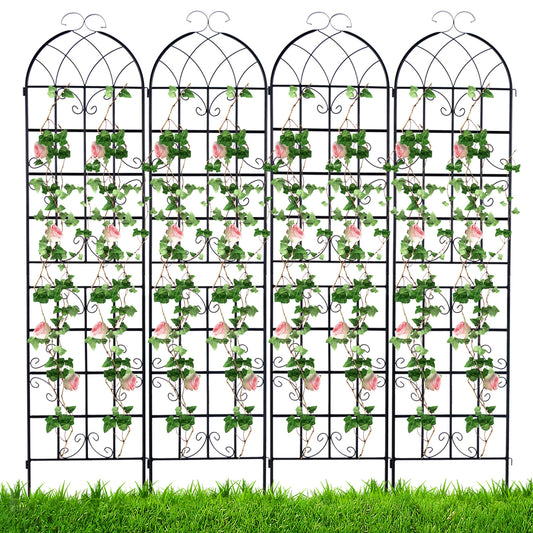 Topbuy Metal Garden Trellis for Climbing Plants 4 Pack Fence Trellis Panels 87" Tall Retro Style Cucumber Trellis