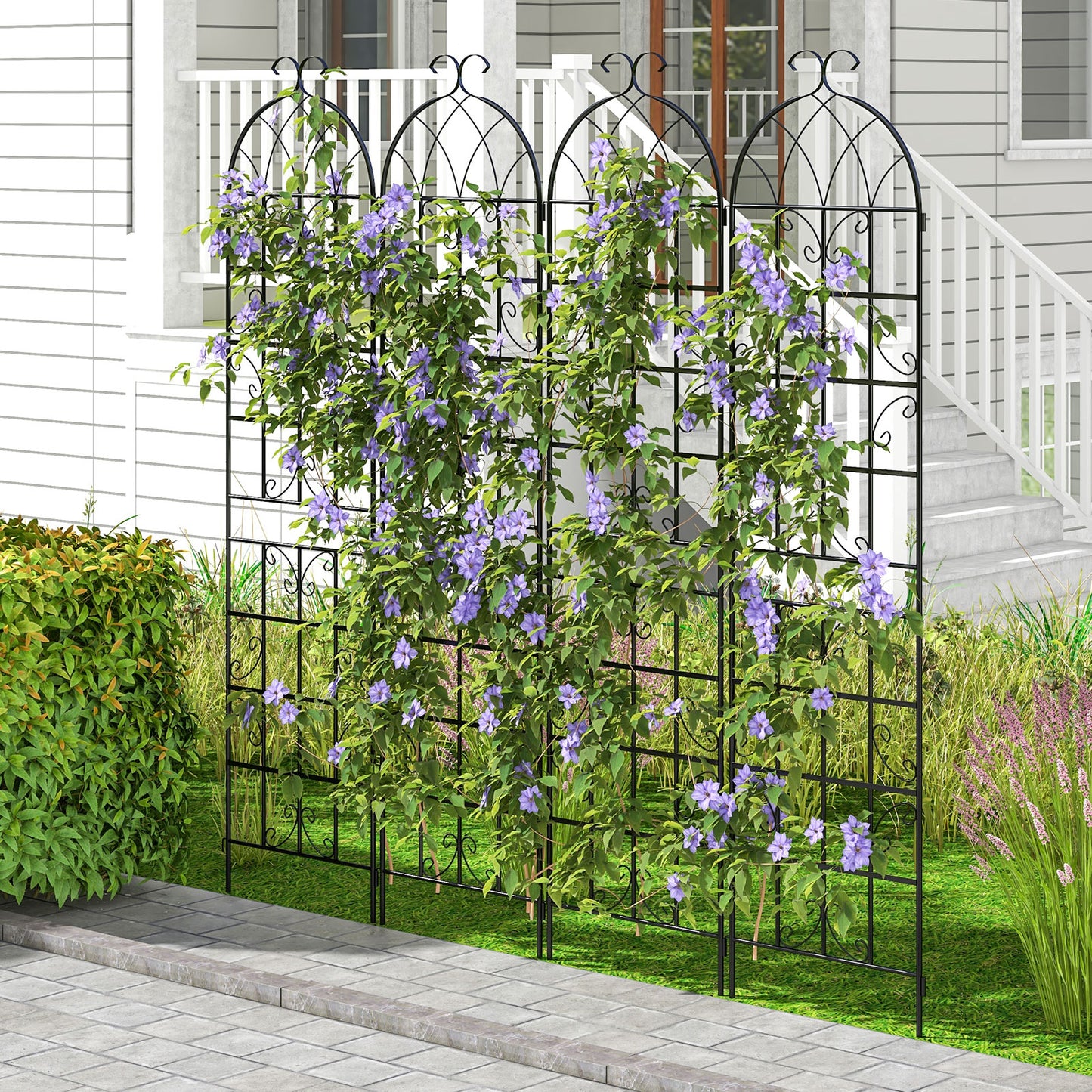 Topbuy Metal Garden Trellis for Climbing Plants 2/4/6 Pack Fence Trellis Panels 87" Tall Retro Style Cucumber Trellis