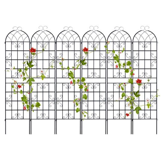 Topbuy Metal Garden Trellis for Climbing Plants 6 Pack Fence Trellis Panels 87" Tall Retro Style Cucumber Trellis