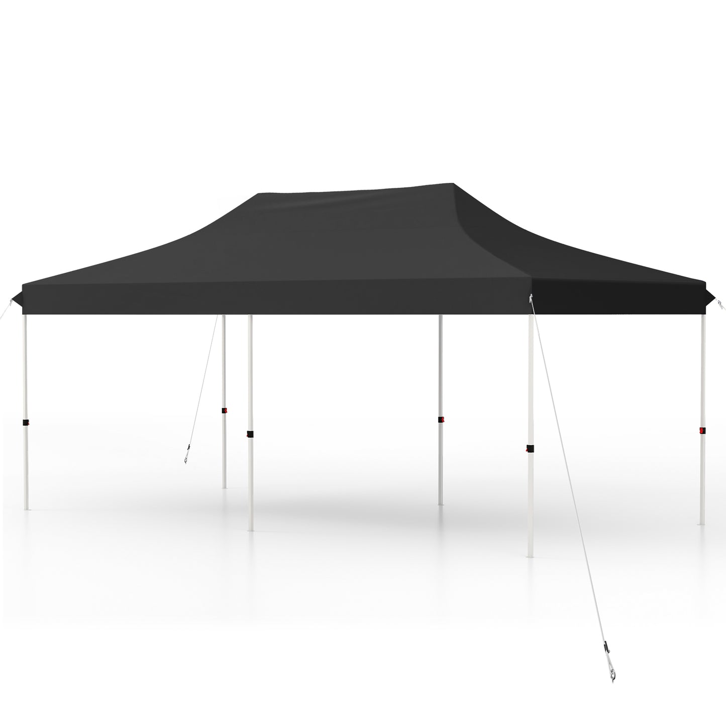 Topbuy 10 x 20FT Pop-up Canopy Tent Folding Instant Sun Shelter w/ Adjustable Heights Carrying Bag 12 Stakes & 6 Ropes Outdoor Commercial Tent Black