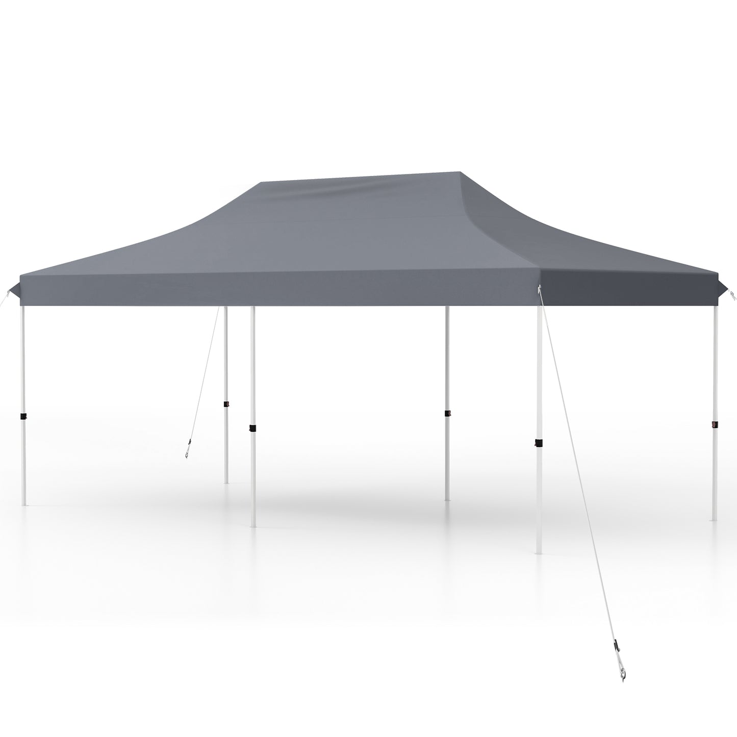 Topbuy 10 x 20FT Pop-up Canopy Tent Folding Instant Sun Shelter w/ Adjustable Heights Carrying Bag 12 Stakes & 6 Ropes Outdoor Commercial Tent Grey