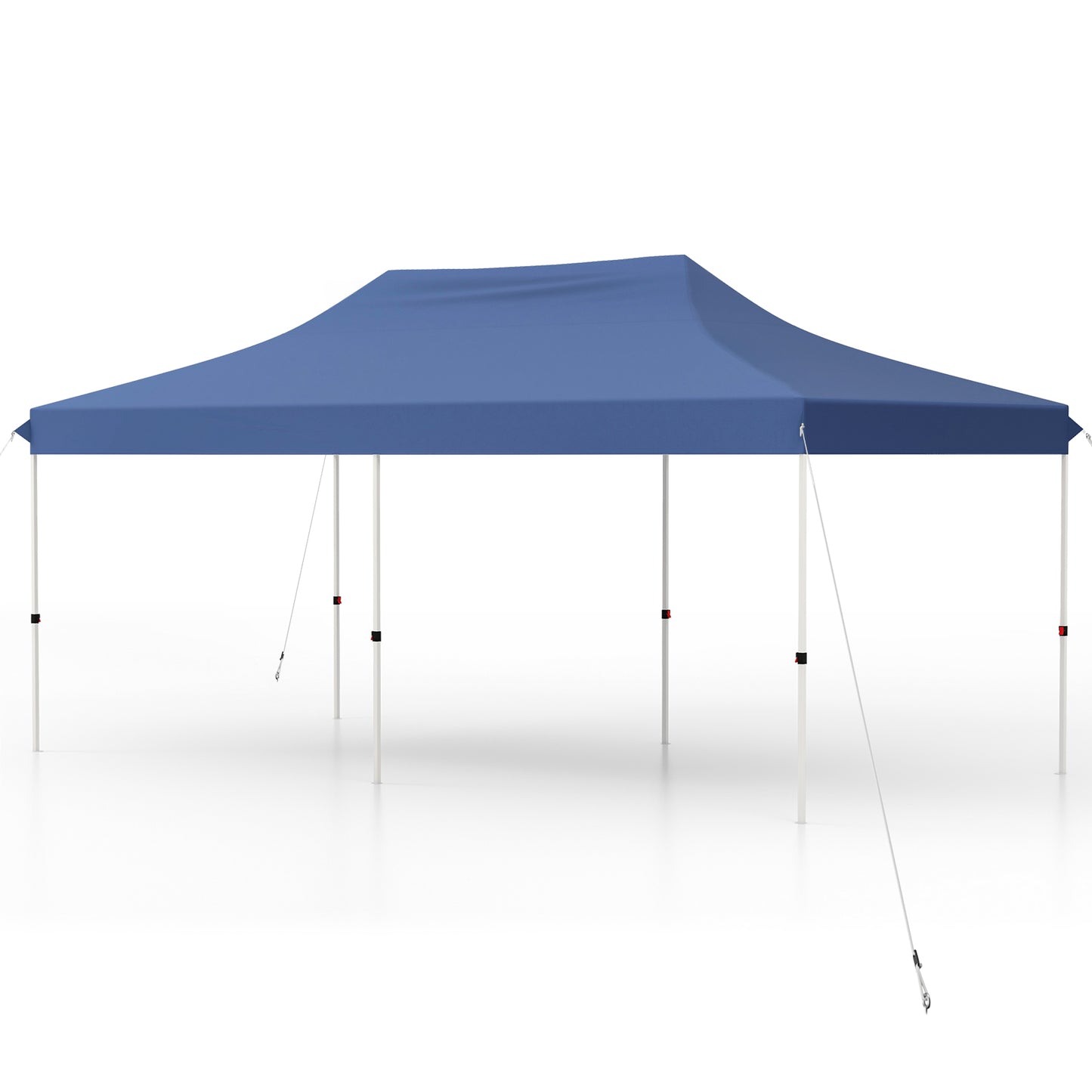 Topbuy 10 x 20FT Pop-up Canopy Tent Folding Instant Sun Shelter w/ Adjustable Heights Carrying Bag 12 Stakes & 6 Ropes Outdoor Commercial Tent Black/Grey/Blue