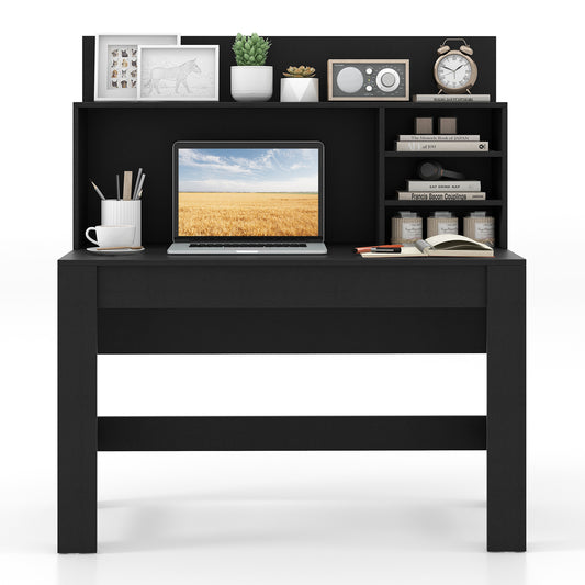 Topbuy 48" Computer Desk with Bookshelf Home Office Writing Desk with Anti-Tipping Kits & Cable Management Hole Black