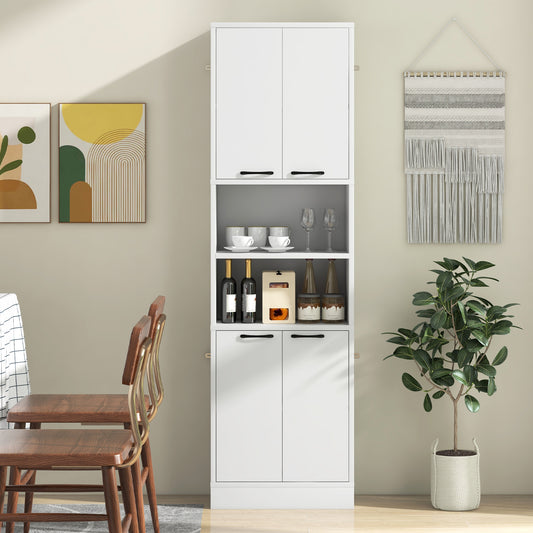 Topbuy Kitchen Pantry Cabinet 75" Tall Freestanding Cupboard with Doors & Shelves Safety Hinges & Anti-tipping Devices White