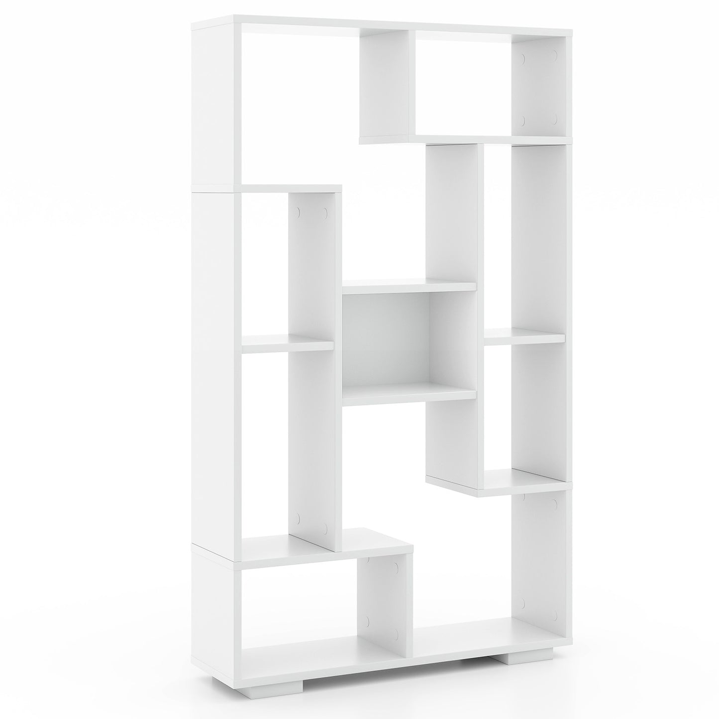 Topbuy Geometric Bookshelf 47-Inch Bookcase w/ Multiple Open Shelves Anti-Tipping Devices Freestanding Book Storage Organizer White/Black