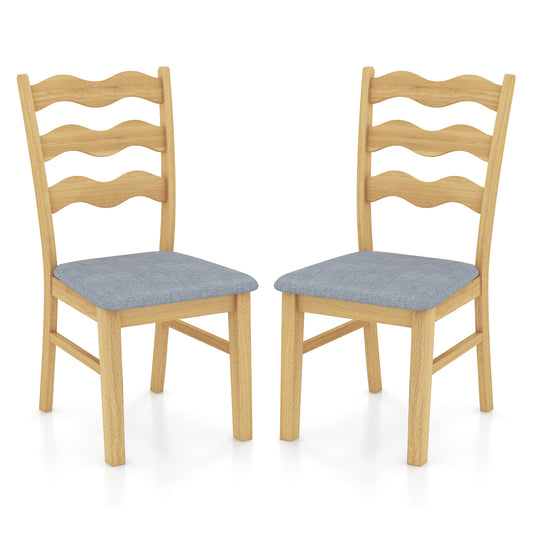 Topbuy Set of 2/4 Dining Chairs Rubber Wood Kitchen Chair with Padded Seat & Hollowed Backrest Rustic Dinner Chair