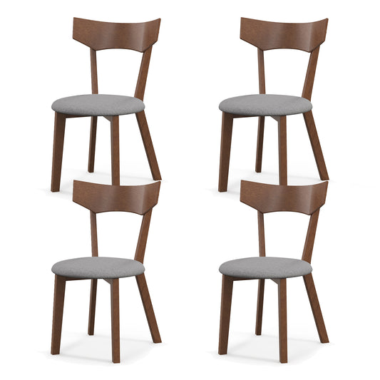 Topbuy Wooden Dining Chair Set of 4 Solid Wood Kitchen Chairs with Curved Back Cushioned Seat Mid Century Modern Side Chairs