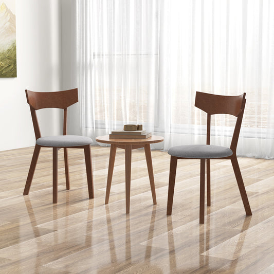 Topbuy Wooden Dining Chair Set of 2/4 Solid Wood Kitchen Chairs with Curved Back Cushioned Seat Mid Century Modern Side Chairs