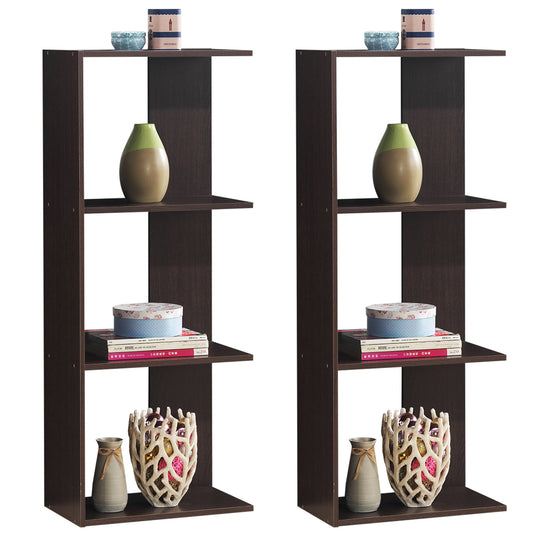 Topbuy Set of 2 4-Tier Modern Room Divider Storage Stand Open Bookcase Display Rack