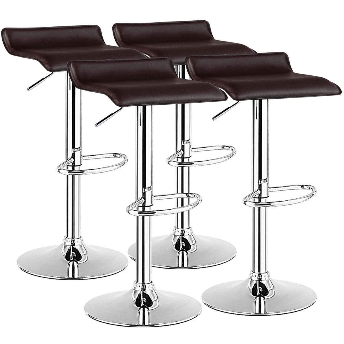 Topbuy 4-Piece Pub Swivel Barstool Height Adjustable Square Pub Chairs with Footrest