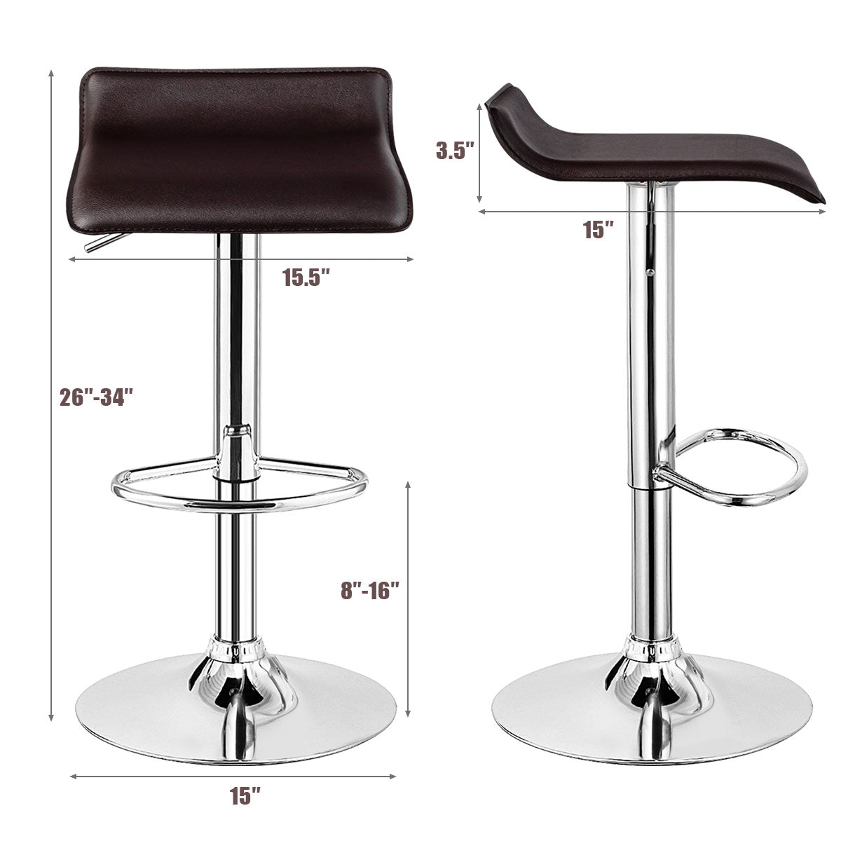 Topbuy 4-Piece Pub Swivel Barstool Height Adjustable Square Pub Chairs with Footrest