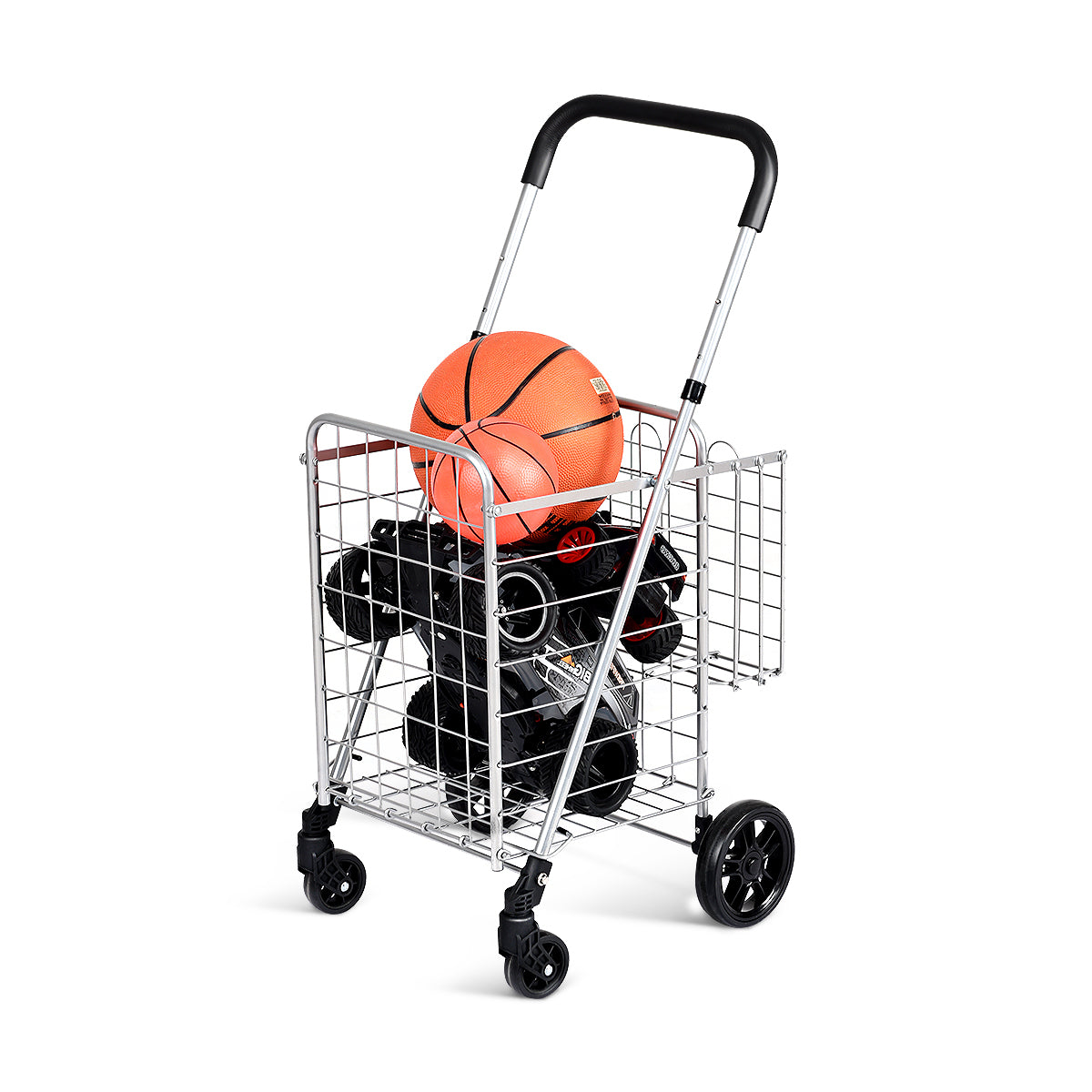 Topbuy Utility Folding Shopping Cart with Swivel Wheels Silver/Black