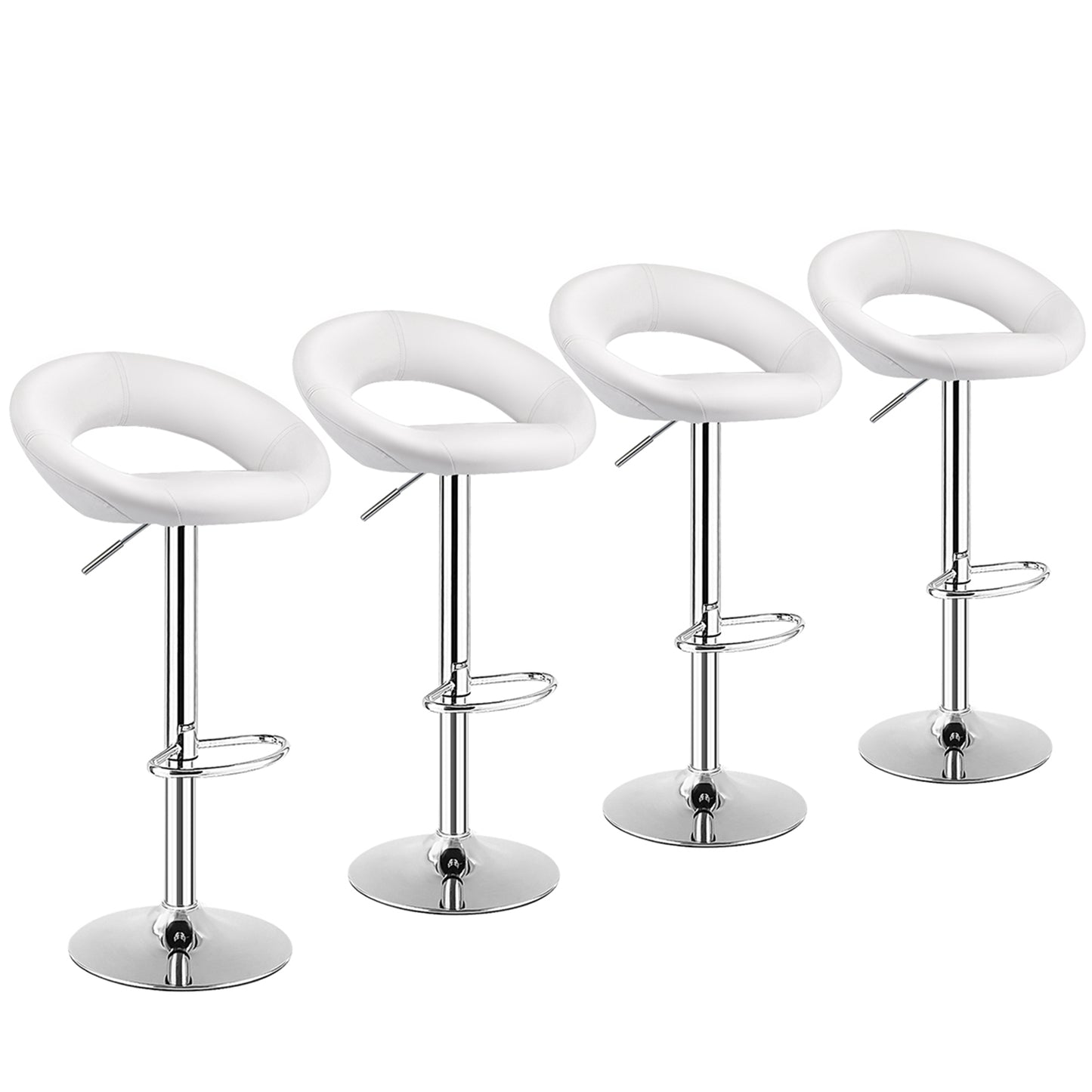 Topbuy 2PCS PU Leather Bar Stools Adjustable Kitchen Counter Chairs White