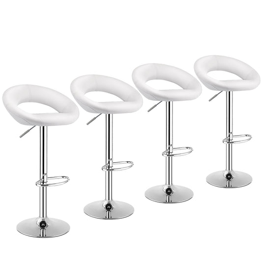 Topbuy 2PCS PU Leather Bar Stools Adjustable Kitchen Counter Chairs White