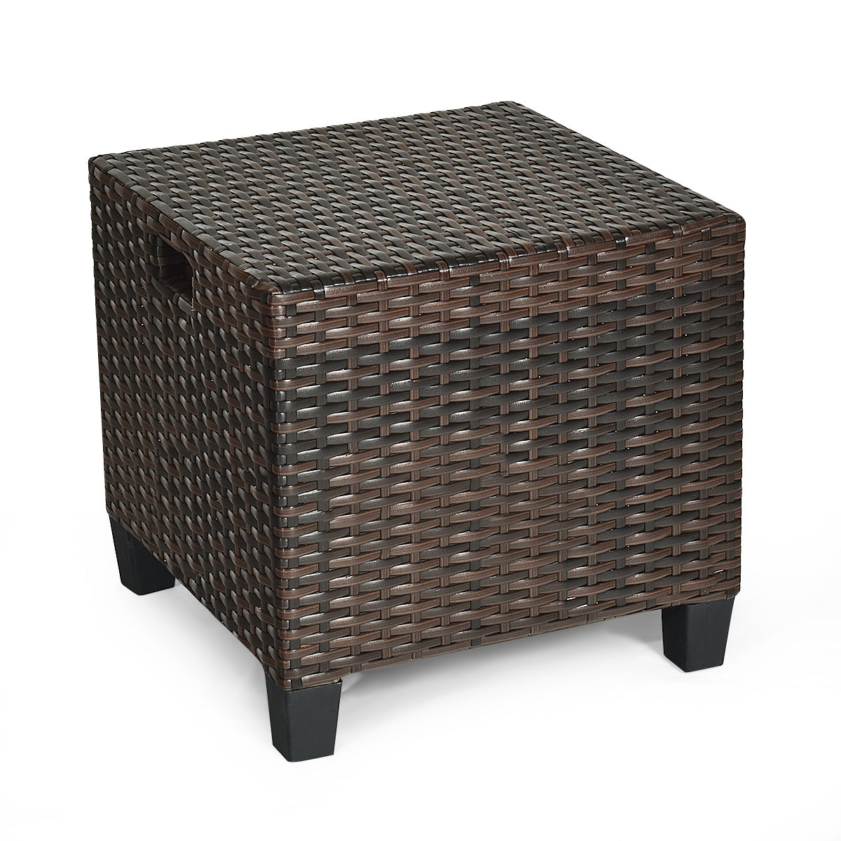 Patiojoy 2 Piece Outdoor Patio Rattan Ottoman Cushioned Wicker Stools Brown/Red/White/Turquoise/Navy