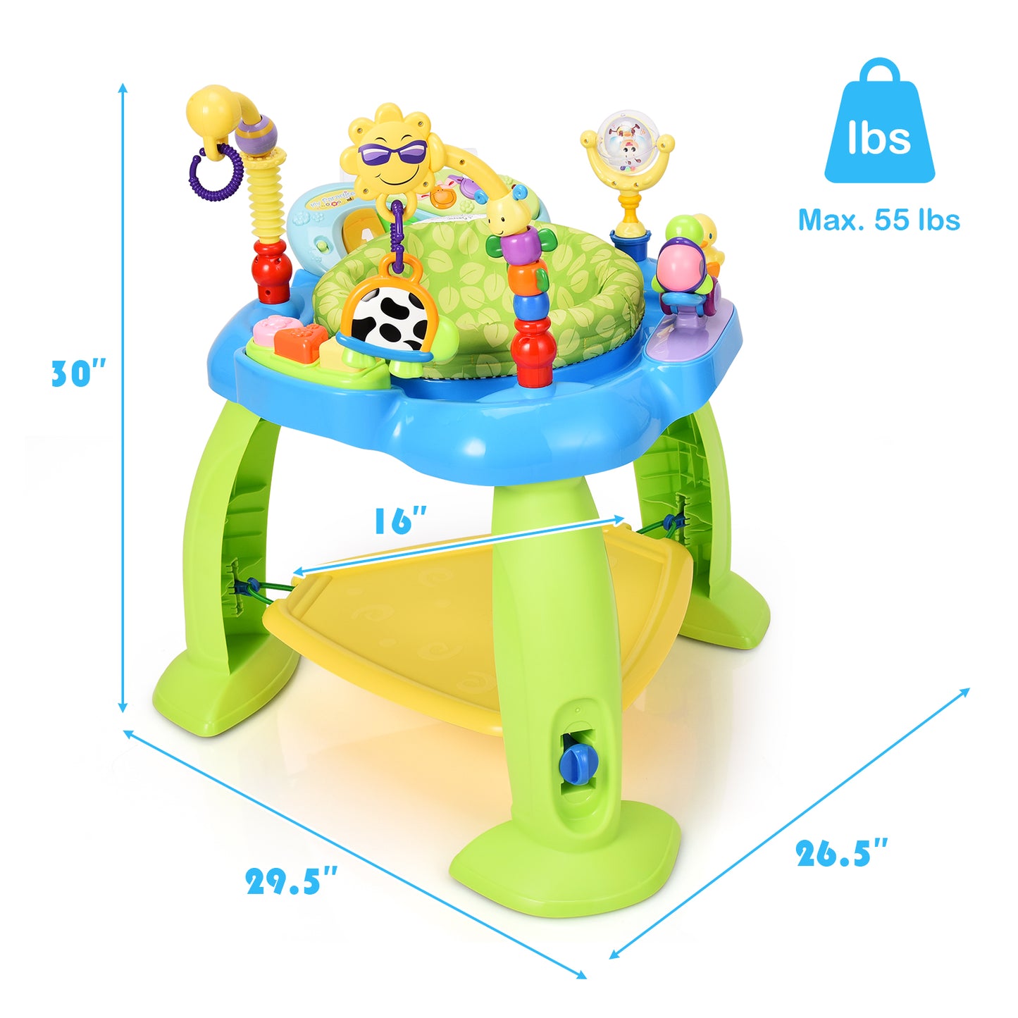 Topbuy 3-in-1 Baby Jump Rocking Chair Kids Fun Activity Center Work bench with 360??Seat Green/Pink