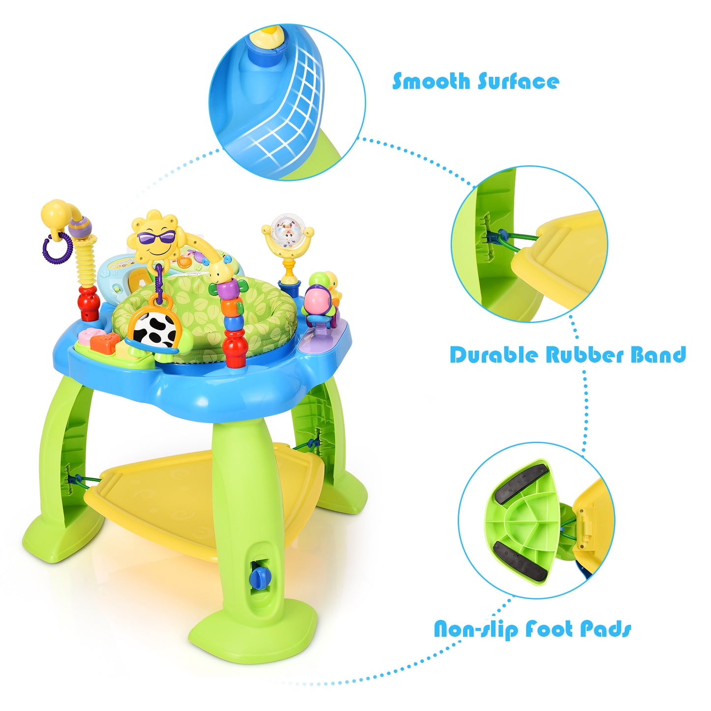 Topbuy 3-in-1 Baby Jump Rocking Chair Kids Fun Activity Center Work bench with 360??Seat Green/Pink