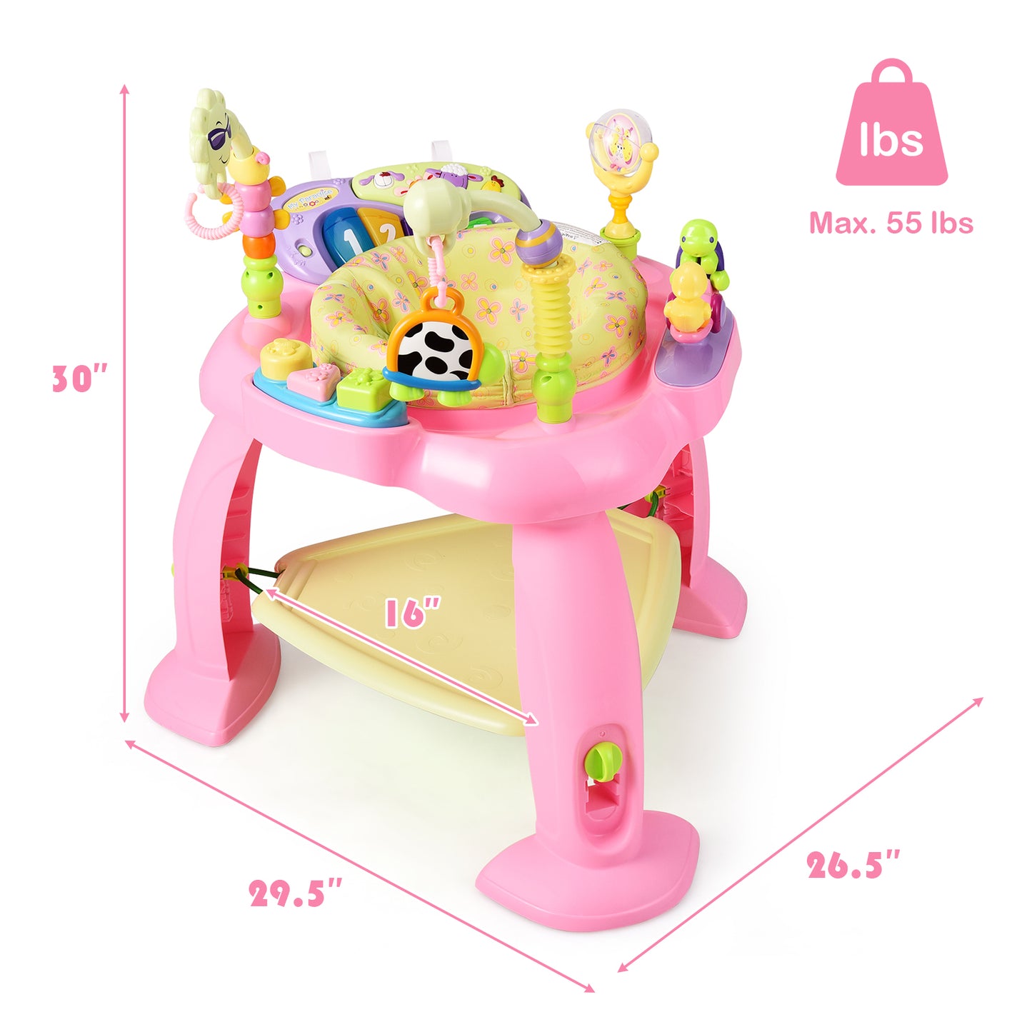 Topbuy 3-in-1 Baby Jump Rocking Chair Kids Fun Activity Center Work bench with 360??Seat Green/Pink