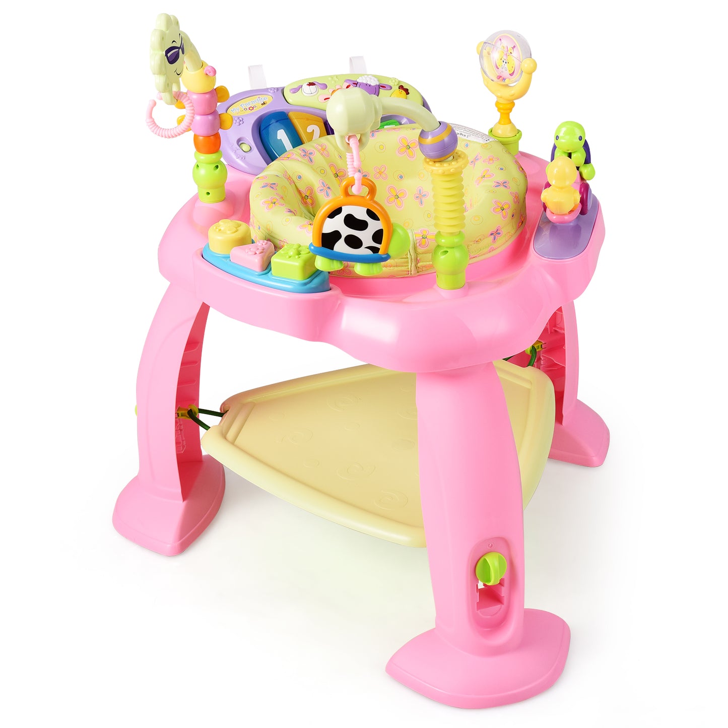 Topbuy 3-in-1 Baby Jump Rocking Chair Kids Fun Activity Center Work bench with 360??Seat Green/Pink