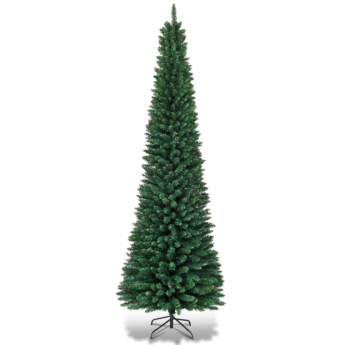 Topbuy 8FT Artificial Pine Pencil Spruce Christmas Tree Slim Xmas Tree with Metal Stand