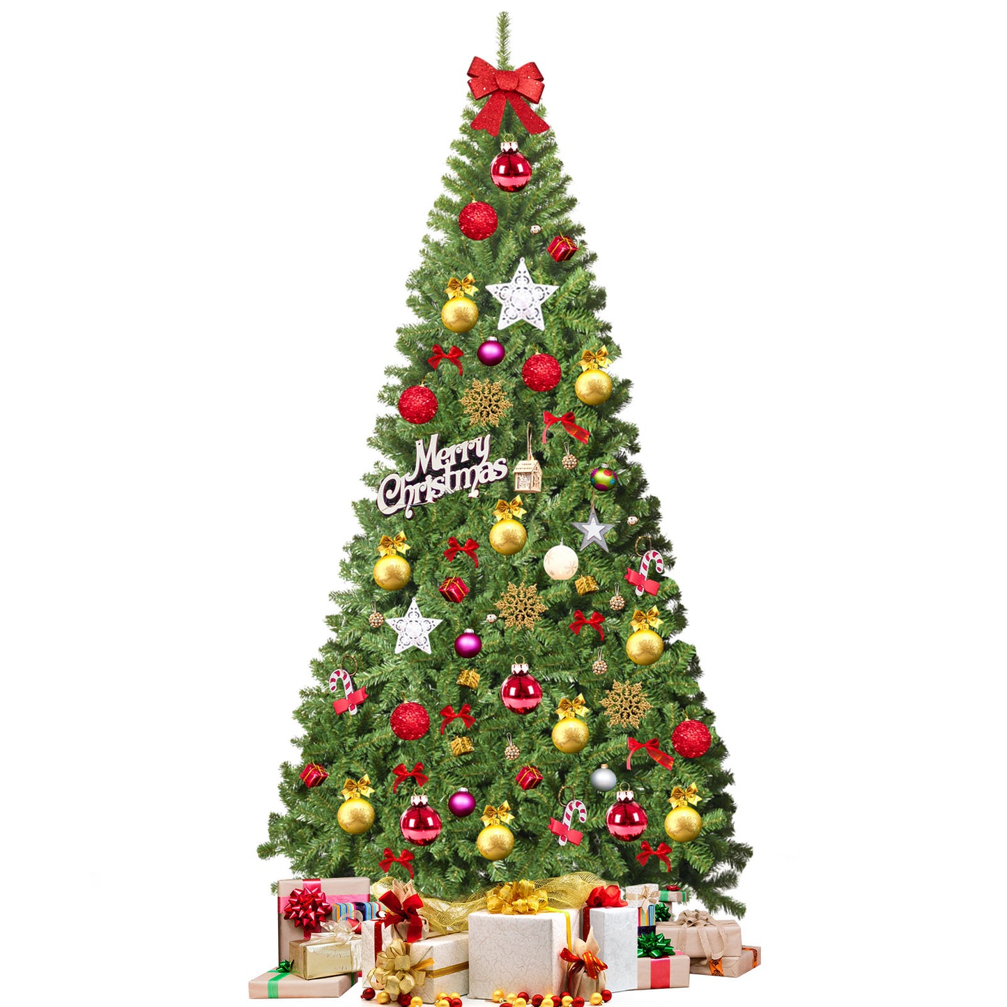 Topbuy 6FT/7.5FT/9FT Artificial Christmas Tree PVC Hinged Spruce Xmas Tree with Branch Tips