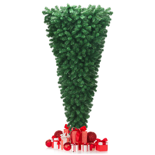 Topbuy 7ft Upside Down Christmas Tree Artificial Green Inverted PVC Tree with Metal Stand