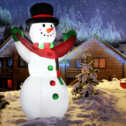 Topbuy 6FT Christmas Inflatable Smiling Snowman with Internal LED Lights