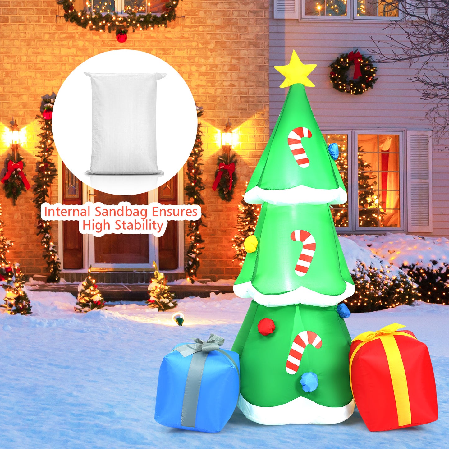 Topbuy Giant Inflatable Christmas Tree with 2 Gift Wrapped Boxes & Waterproof Fan