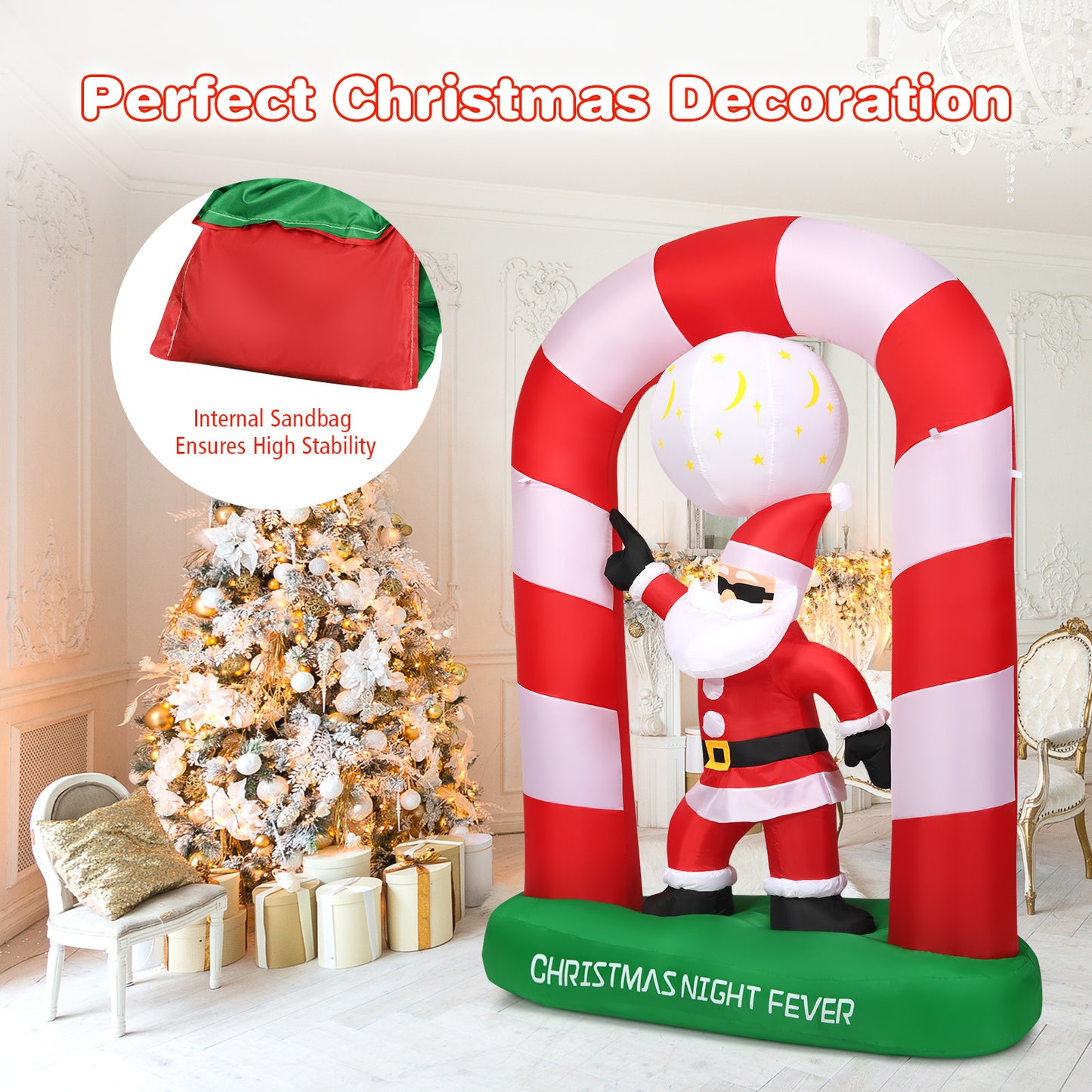 Topbuy 7.5 FT Inflatable Santa Claus Archway Santa Christmas Decorations