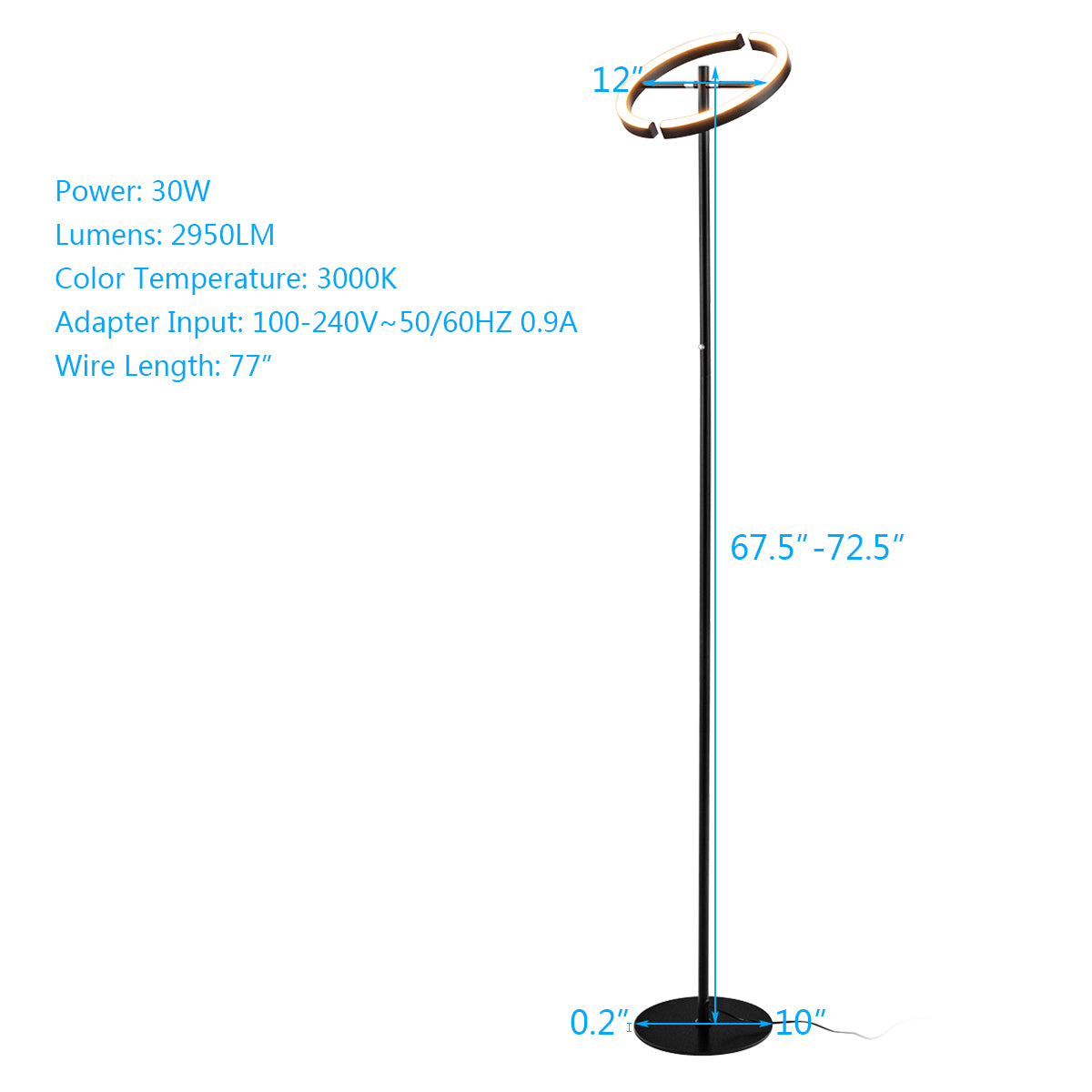 Topbuy Modern LED Floor Lamp Adjustable Light Standing Lamp with Touch Control