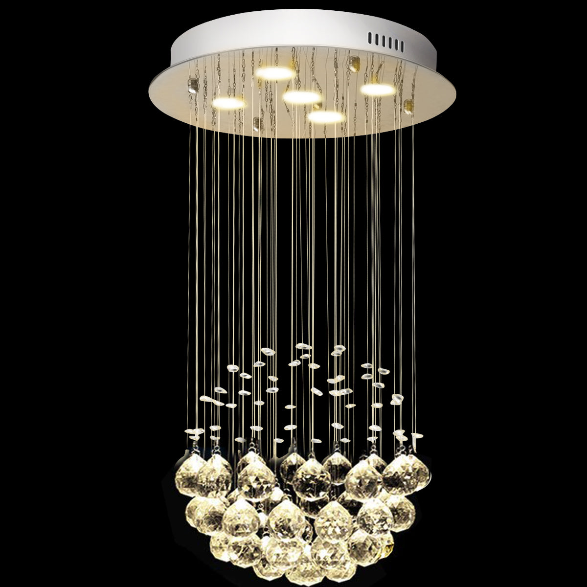 Topbuy Modern Crystal Chandelier Flush Mount Ceiling Light with Crystal Balls