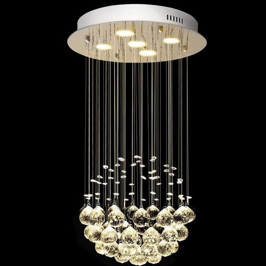 Topbuy Modern Crystal Chandelier Flush Mount Ceiling Light with Crystal Balls