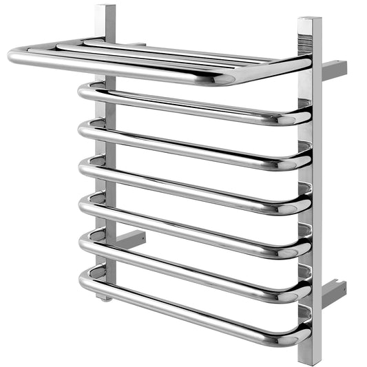 Topbuy Wall Mounted Towel Warmer Heated Towel Rack with Top Storage Shelf for Bathroom